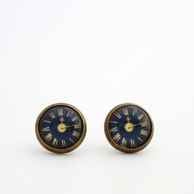 Clock Face Earrings Steampunk Watch Face Ear Studs Etsy
