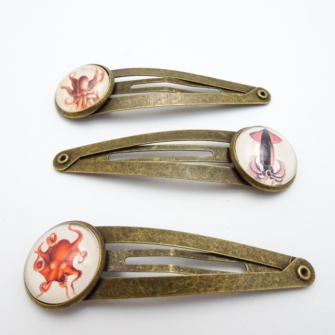 Octopus Barrettes Multiple Styles Squid Hair Clips Pair Etsy