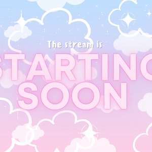 ANIMATED Pink Kawaii Cloud Twitch Starting Soon Screen - Kawaii Twitch Screen - Purple Cloud Twitch Animation - INSTANT DOWNLOAD!