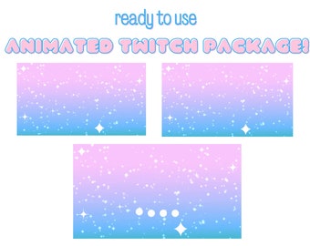 Geanimeerde Roze &Blauwe Kawaii Stars Twitch Pakket | Twitch begint binnenkort | Wees direct terug | Binnenkort eindigt Twitch-schermen | Kawaii Twitch-schermen