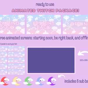 Pink Kawaii Clouds BUNDLE PACKAGE! - Pink Kawaii Twitch Panels - Pink Kawaii Clouds Screens - Twitch Streamer Gamer Girl Package