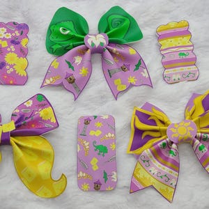 Tangled Inspired Faux Leather Hair Bow and Hair Clip