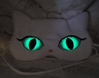 Glow In The Dark Children Cat Mask, Cat Sleep Mask, Kitten Mask, Eye Mask, Sleep Mask, Travel Mask