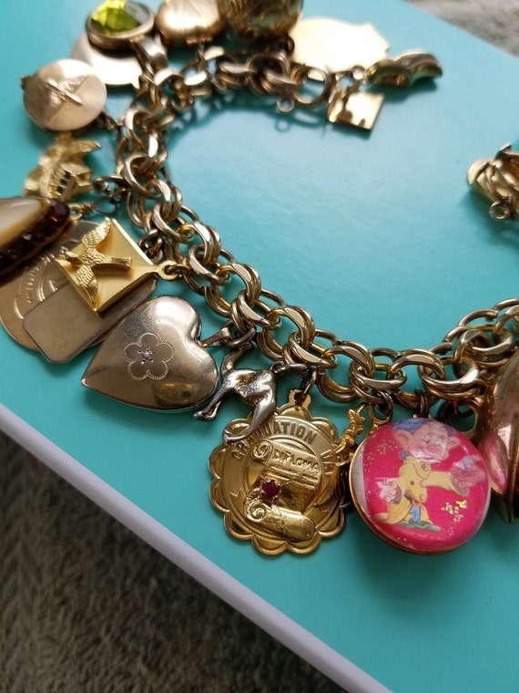 Vintage GF charm bracelet with 23 charms 8" 10k, … - image 4