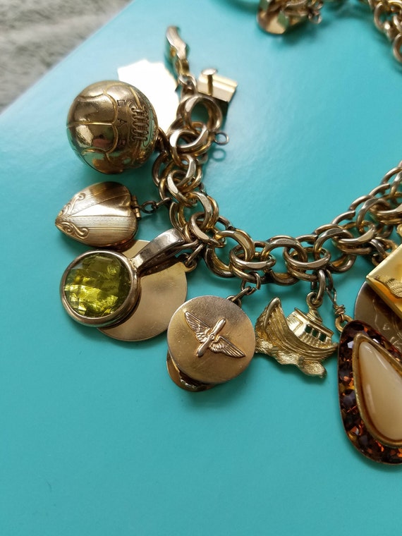 Vintage GF charm bracelet with 23 charms 8" 10k, … - image 6