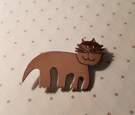 Sterling Silver Happy Kitty Pin