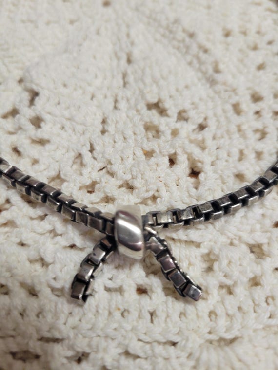 Vintage Lisa Jenks Sterling Silver .925 Modernist Box-Link Necklace-Signed "JENKS .925"