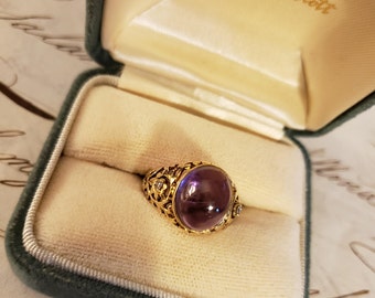 Vintage 14kt gold Amethyst and diamond ring