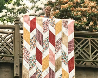 Modern quilt pattern - "Flashback" - make a beautiful quilt using eight fabrics - multiple sizes - fun, fast and easy - Instant Download PDF