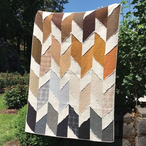 Modern quilt pattern - "Ragged Flashback" - easy to make, fun, precuts, 10" squares - partially ragged - supersized - Instant Download PDF