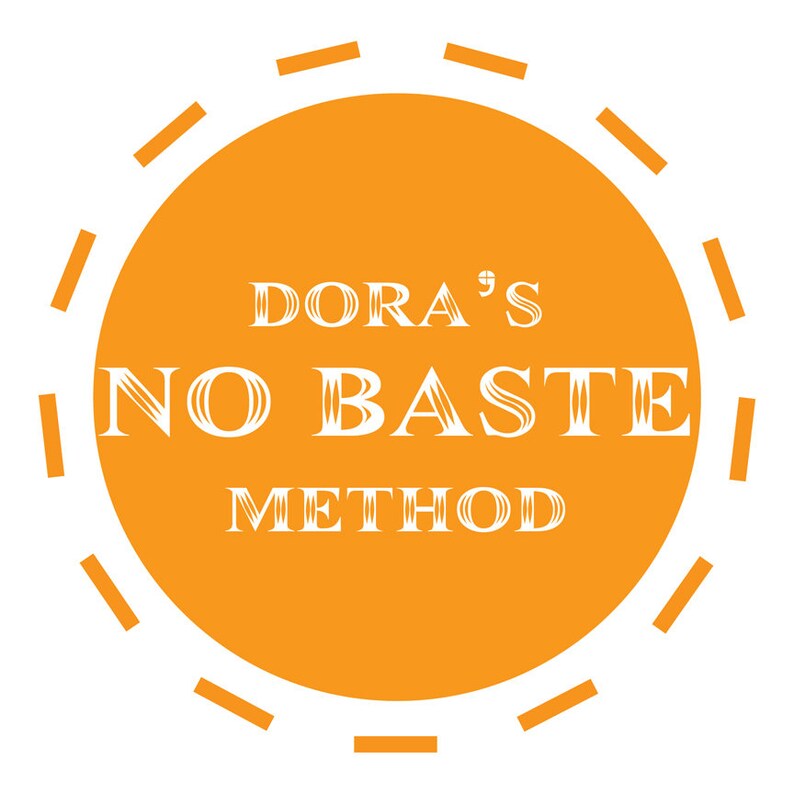 May include: Orange circle with a white dashed border and the text "DORA'S NO BAKE METHOD" in white.