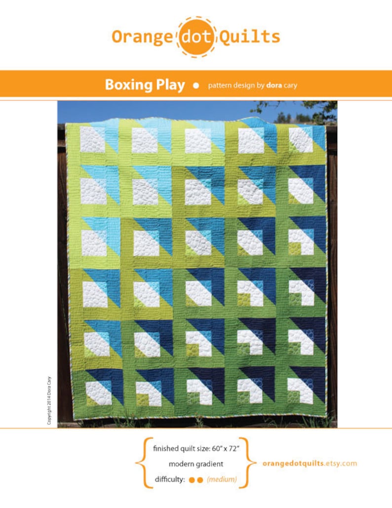 Modern quilt pattern Boxing Play modern gradient and transparency, intermediate level, 60 x 72 quilt size Instant download PDF image 4