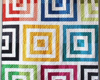 Modern quilt pattern - "Motherboard" - a modern and easy to make head turner of a quilt, 54" x 64" - Instant download PDF