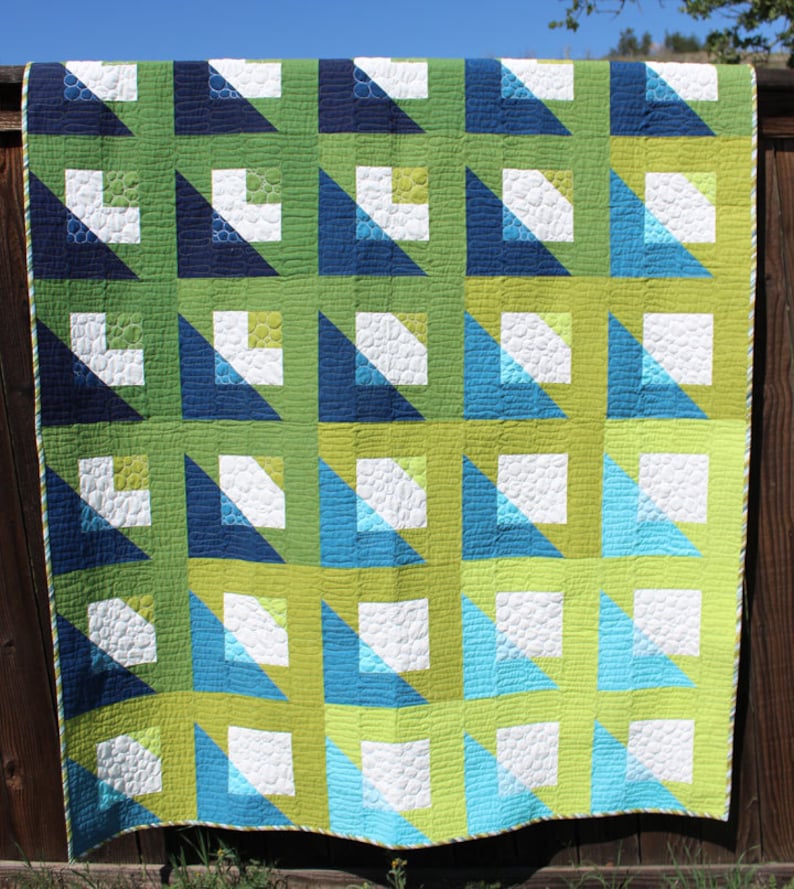 Modern quilt pattern Boxing Play modern gradient and transparency, intermediate level, 60 x 72 quilt size Instant download PDF image 5