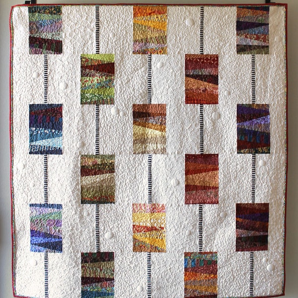Modern quilt pattern, scrappy quilt - "Beads on a String" - create a modern quilt with scraps, 54" x 60" - more sizes - Instant download PDF