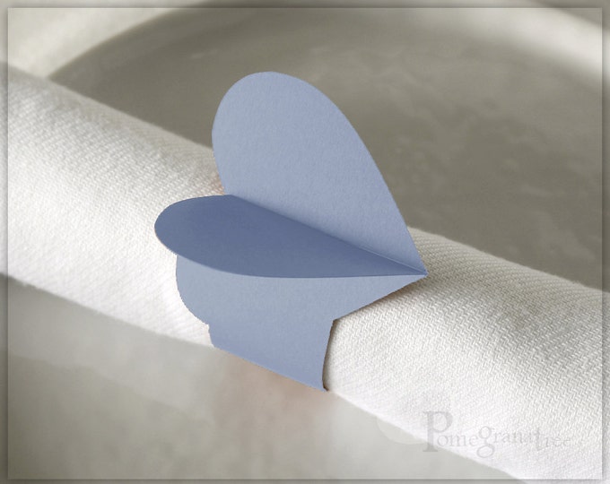 Sky Blue Heart Paper Napkin Rings Blue Heart Table Decoration Etsy