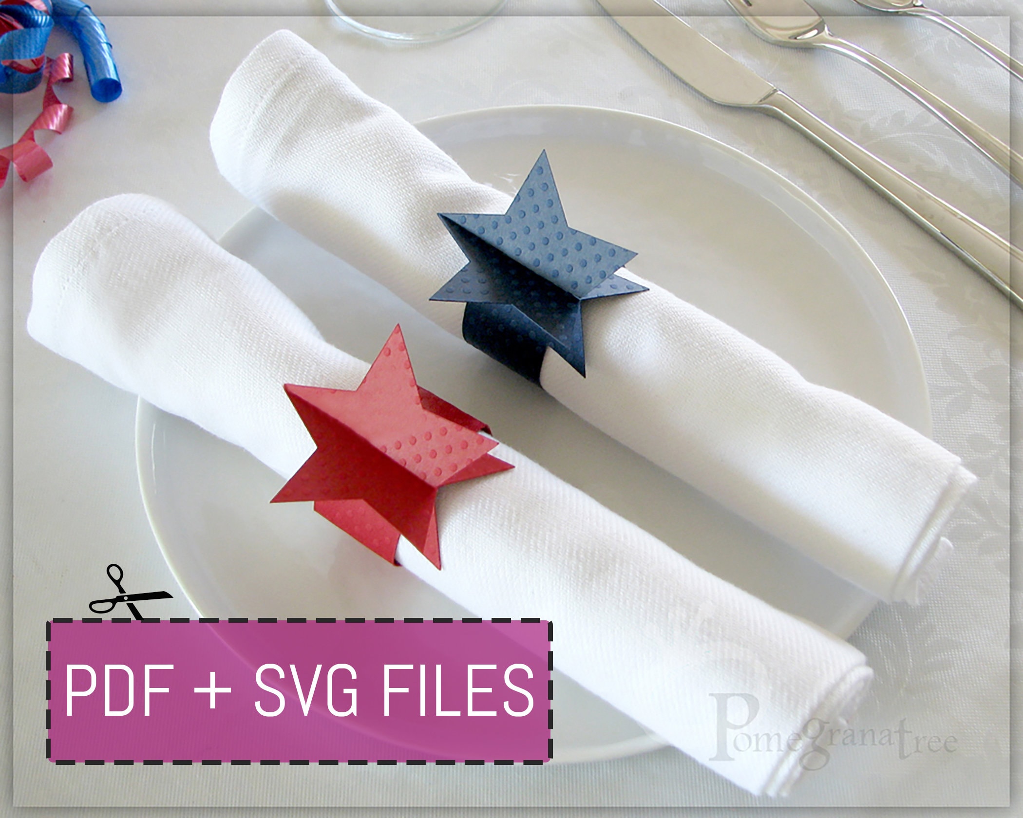 Star Paper Napkin Ring Template , SVG / PDF Files Instant Download
