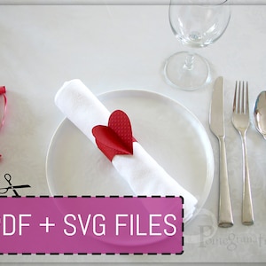 Herz Papier Serviettenring Vorlage SVG / PDF Dateien Instant Download, Table Decor, USLetter / 12x12" Größen Cricut/Laser/von Hand geschnitten