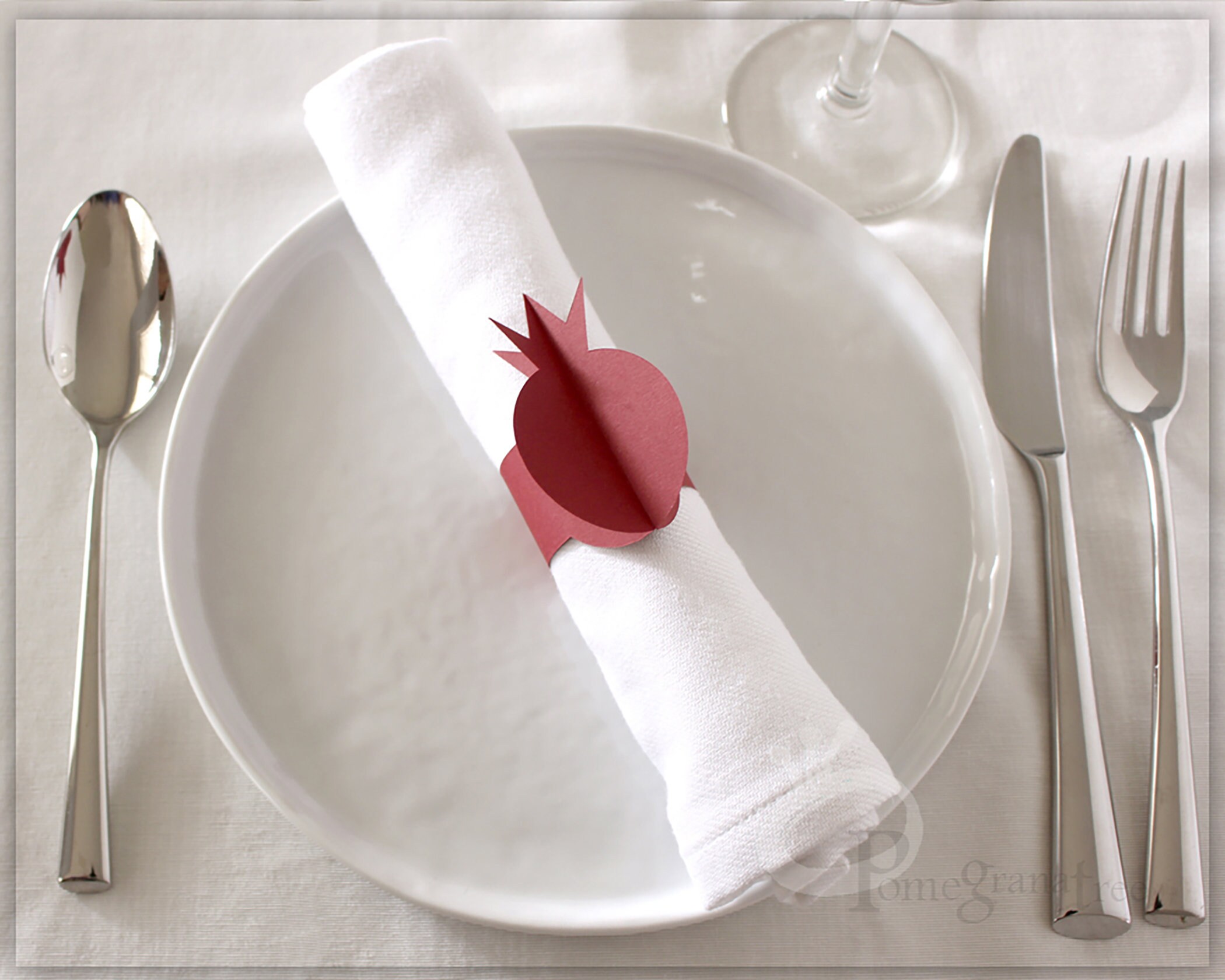 Pomegranate Paper Napkin Ring Template SVG / PDF Files Instant Download