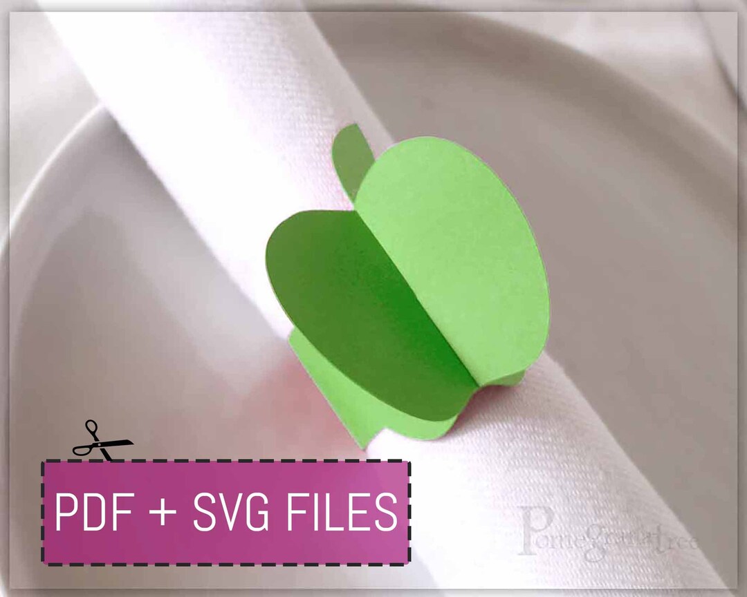 Apple Paper Napkin Ring Template SVG / PDF Files Instant Download