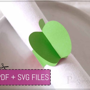 Apfel Papier Serviettenring Vorlage SVG / PDF Dateien Sofort Download, Tischdekoration, USLetter / 12x12"C Cricut/Laser/von Hand geschnitten