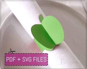 Apple Paper Napkin Ring Template SVG / PDF files Instant Download, Table Decor, USLetter / 12x12" sizes Cricut/Laser/cut by hand