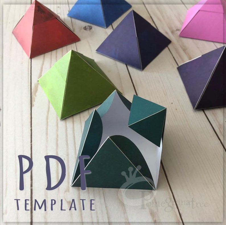 Pyramid Paper Box Template PDF & SVG quick download, Favor box, Passover Table Decor Gift Box Printable Packaging Small Gift Box Seder Table image 2