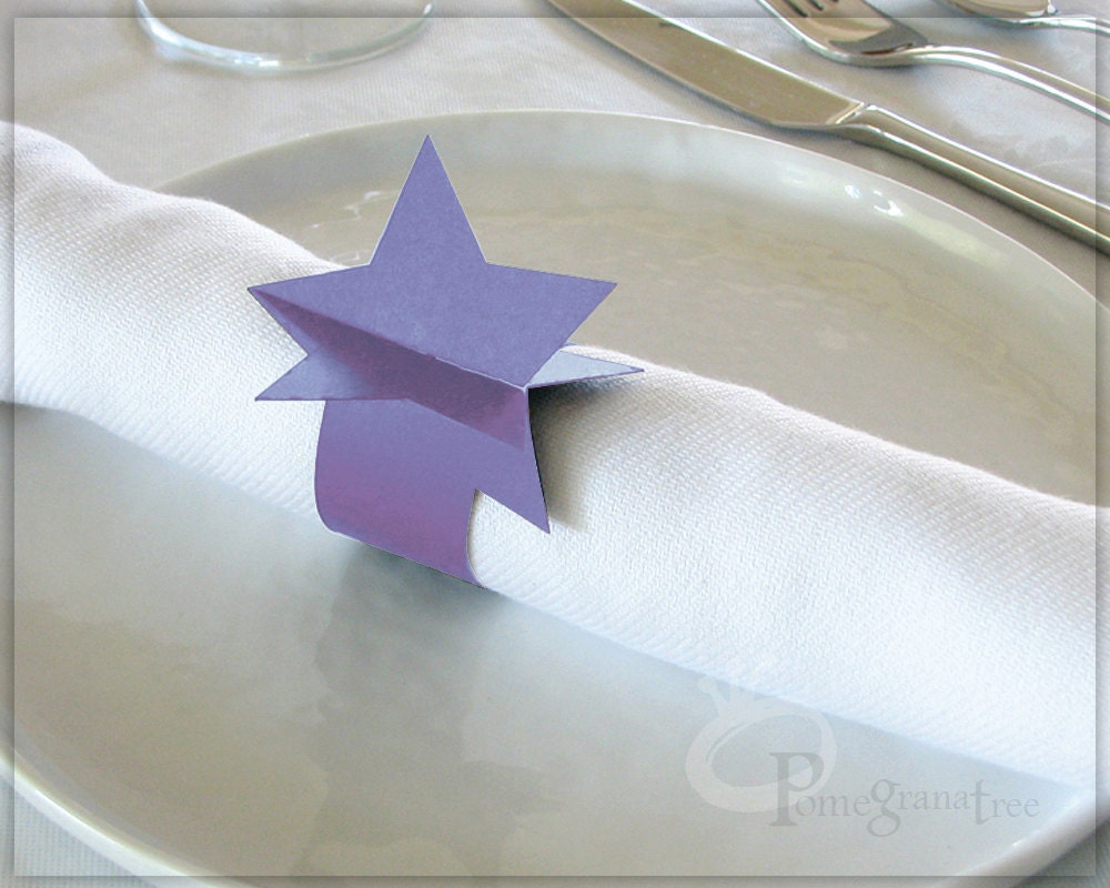 Purple Star Paper Napkin Rings Star Wedding Decoration Set Etsy