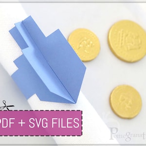 Dreidel Paper Napkin Ring Template SVG / PDF files Instant Download, Table Decor, USLetter/12x12&quot; sizes Cricut/Laser/cut by hand סביבון