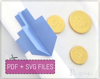 Dreidel Paper Napkin Ring Template SVG / PDF files Instant Download, Table Decor, USLetter/12x12" sizes Cricut/Laser/cut by hand סביבון