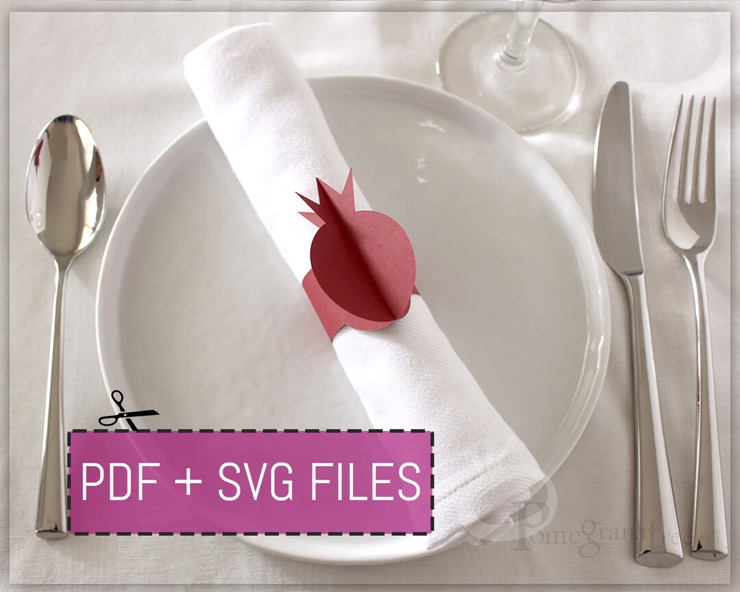 Pomegranate Paper Napkin Ring Template SVG / PDF Files Instant Download
