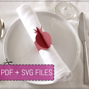 Modèle de rond de serviette en papier grenade Fichiers SVG / PDF Téléchargement instantané, Décor de table, USLetter / 12x12" tailles Cricut/Laser/coupé à la main