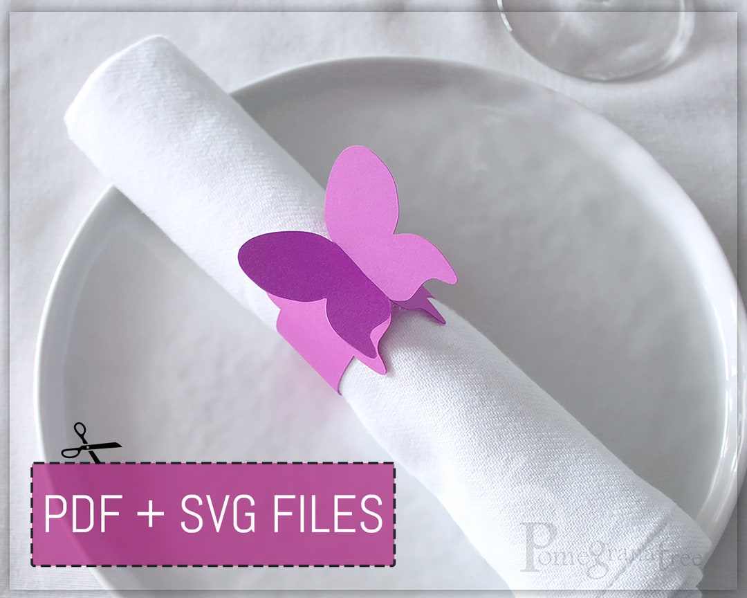 Butterfly Paper Napkin Ring Template SVG / PDF Files Instant Download