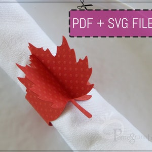 Modello anello tovagliolo di carta foglia, file SVG / PDF foglia d'acero Download istantaneo, decorazioni per la tavola, USLetter / 12x12" dimensioni Cricut/Laser/tagliato a mano