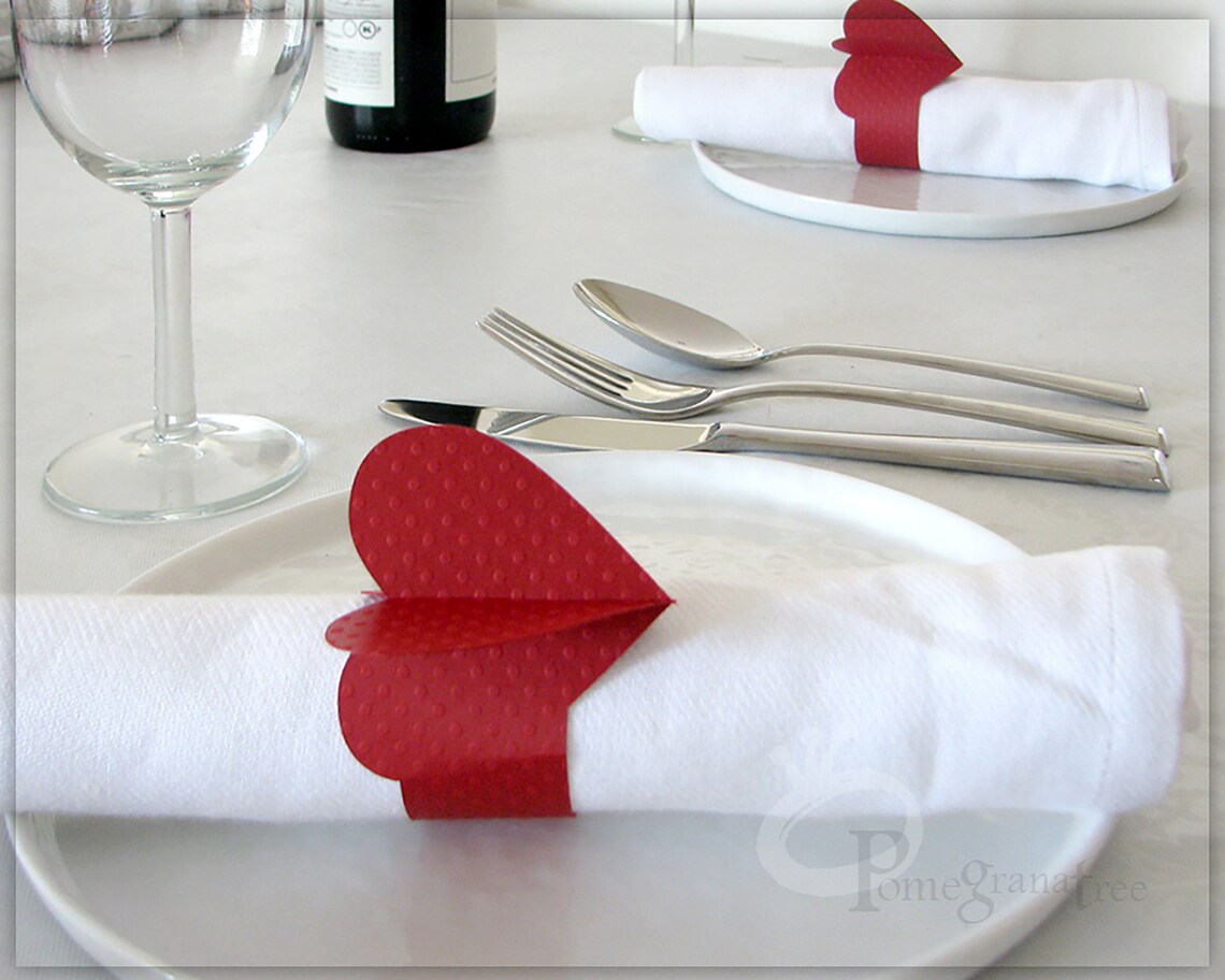 Heart Paper Napkin Ring Template SVG / PDF Files Instant Etsy