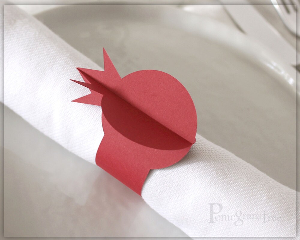 Paper Napkin Rings Pomegranate Napkin Rings Rosh Hashanah Etsy