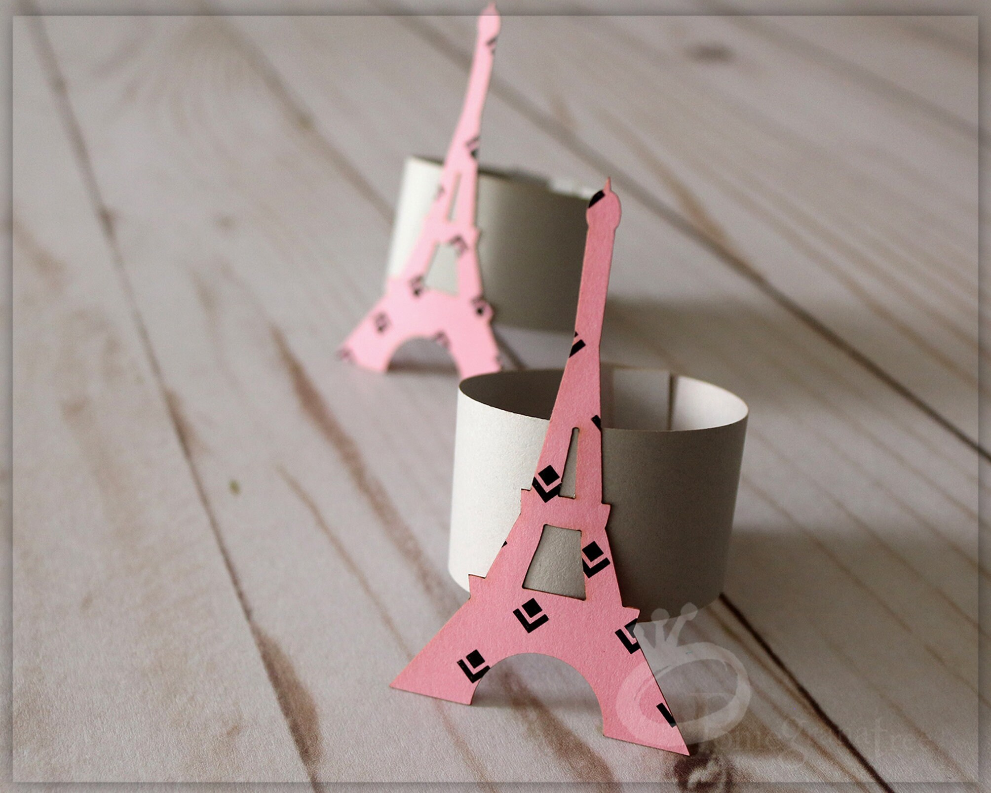 Eiffel Tower Paper Napkin Rings Pink and Black Eiffel Tower Etsy
