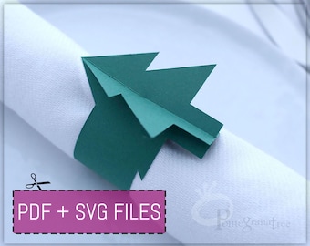 Christmas Tree Paper Napkin Ring Template , SVG / PDF files Instant Download, Table Decor, USLetter / 12x12" sizes Cricut/Laser/cut by hand