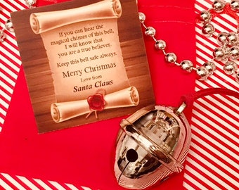 POLAR EXPRESS BELL "First Gift of Christmas" with Velvet Bag ***Large Genuine Reindeer Bell*** (Uk Seller)