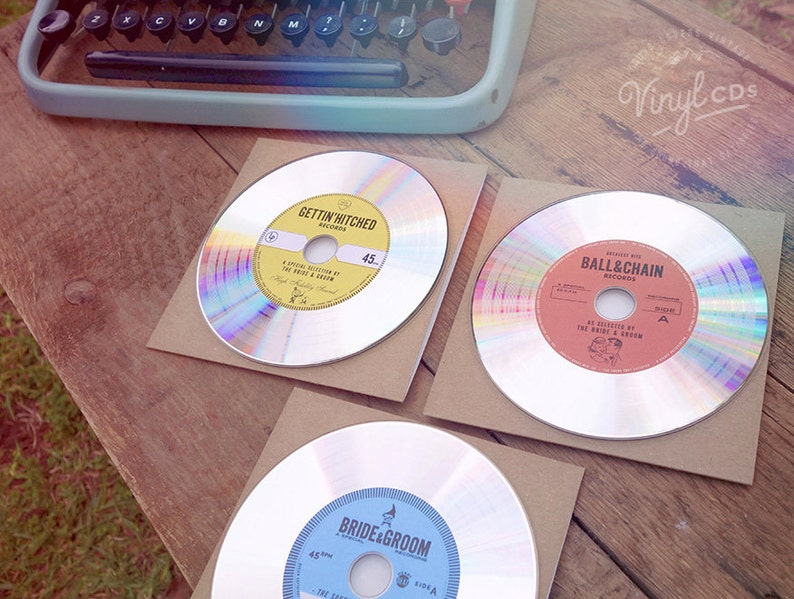 Unique Vintage Wedding Invites & Favors. Vinyl Record CD Platinum Combo pack. image 3