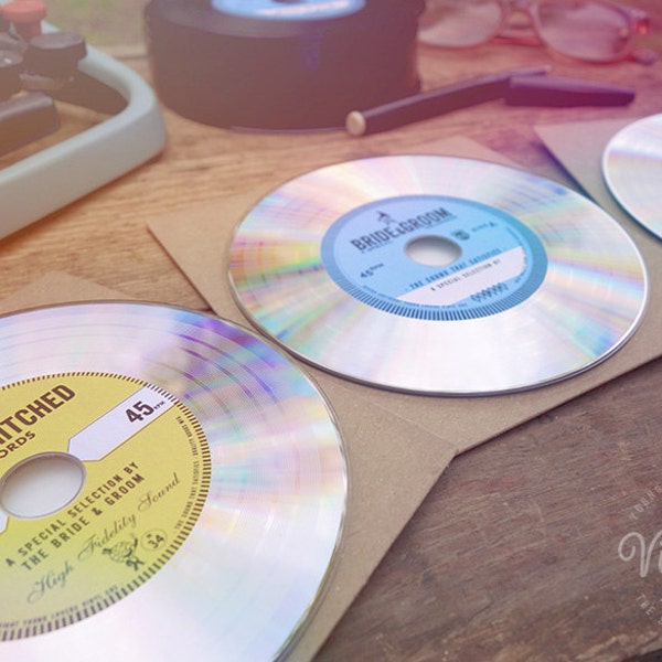 Invitaciones de boda vintage únicas & favores. Vinyl Record CD - Platinum Combo pack.