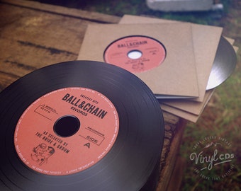 Vintage Wedding favour idea: Indie, Jazz, Retro, Rock & Roll Vinyl CD Invitations by the Bride and Groom - Red label