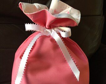 Pink gift bags, lined in cotton - two varieties/sizes