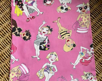 Gift bags fit for ladies, cotton w/satin drawstrings, 9 1/2 x 14 inches
