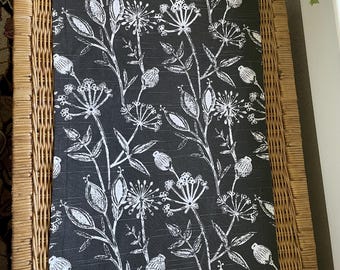 Black and white botanical print in a mid-weight slubbed cotton fabric, various sizes