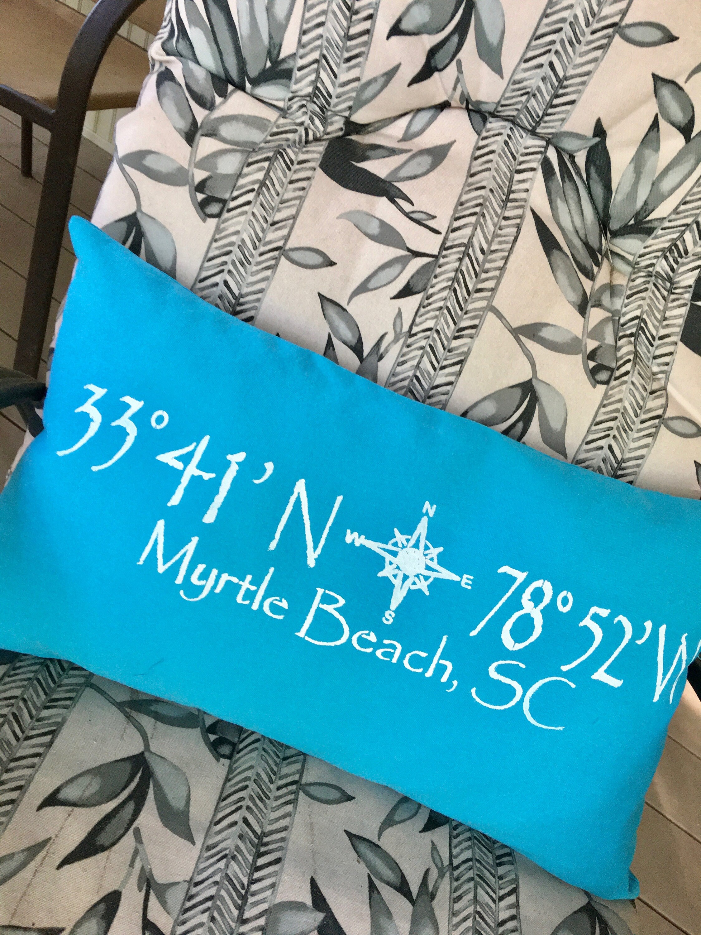 Myrtle Beach throw pillow hand stenciled with map Etsy