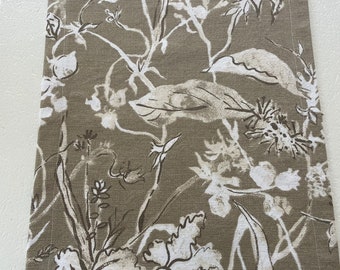 Table runner, tan and ivory floral cotton/polyester blend fabric, two sizes.