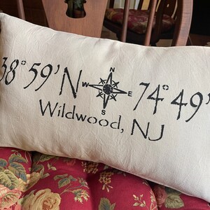 Wildwood, NJ stenciled pillow, 12x20 inches, 100% cotton canvas