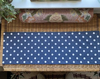 Navy Blue Cotton Polka Dot Table Runner (11 x 33 inches)
