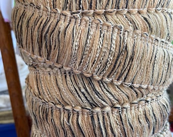 Brush fringe trim, 1 3/4"x 9 yards  in colors of caramel, white and black